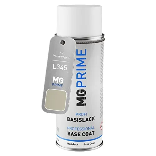 MG PRIME Autolack Spraydose für Volkswagen VW L345 / 345 / A7 4141 Lichtgrau/Light Grey Basislack Sprühdose 400ml