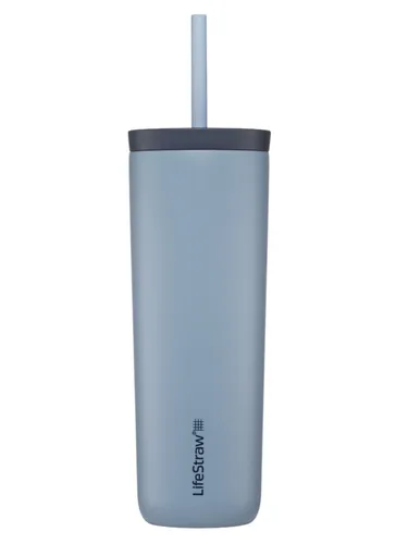 LifeStraw Go Tumbler 500 ml - Edelstahl Wasserfilterflasche in Hellblau - Wasserfilterflasche mit 2-Phasen-Filtertechnologie für sicheres Trinkwasser unterwegs. Hält Flüssigkeiten dank doppelwandiger Isolierung den ganzen Tag kühl. Ideal für Outdoor-Aktivitäten und spart Plastikmüll.