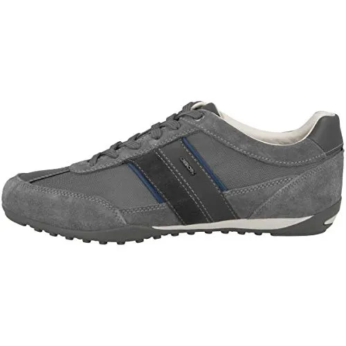 Geox Herren U Wells C Sneaker - Navy Azure, 43 EU - Herren-Sneaker aus hochwertigem Glattleder mit atmungsaktivem Canvas-Innenmaterial, ideal für Komfort und Stil im Alltag.