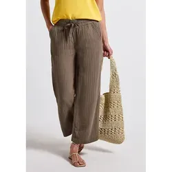 STREET ONE Damen A378974 Wide Leg Musselin Hose - Damen-Hosen, sommerliche Loose Fit High Waist Hose aus reiner Baumwolle für optimalen Tragekomfort und lässigen Look.