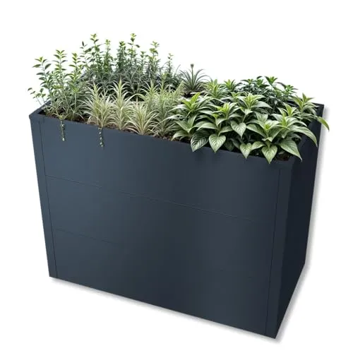 Metzler Hochbeet für den Garten oder Balkon – Stahl in Anthrazit | Witterungsbeständiges Metall-Gartenbeet, Pflanzenbeet, Blumenhochbeet | 100 x 50 x 77 cm