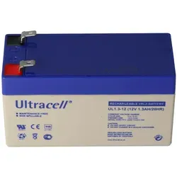UL1.3-12 Ultracell Blei Akku 12 Volt, 1,3Ah mit 2 Faston 4,8mm Kontakten