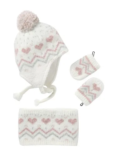 vertbaudet Mütze & Schal Mädchen Baby-Set: Mütze, Rundschal & Fäustlinge