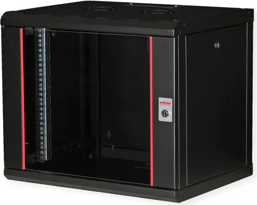 ROLINE 19-Zoll Wandgehäuse Pro 9 HE, schwarz - Robustes Servergehäuse 19 Zoll mit abschließbarer Fronttür aus gehärtetem Glas und flexibler Kabelzuführung. Ideal für die sichere und übersichtliche Netzwerkverkabelung.