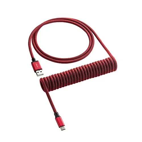 CableMod Classic Coiled Keyboard Cable USB-C zu USB Typ A - Republic Red, 150cm - Kabel & Adapter, stylisches, coiled Design in Republic Red für eine verbesserte Ergonomie und weniger Kabelsalat.