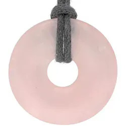 Rosenquarz Donut | 30 mm Anhänger + Baumwollband in pink von Lebensquelle Plus