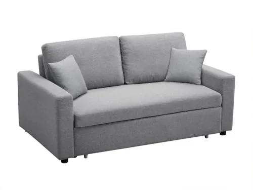 Vente-unique Schlafsofa 3-Sitzer INIZOR - Hellgrau - Sofas & Couches - Zeitloses Schlafsofa mit Schlaffunktion und 2 zusätzlichen Deko-Kissen für optimalen Komfort und Stil.