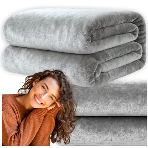 ZOLTA Kuscheldecke 200x220 cm Grau Wohndecke Tagesdecke Sofaüberwurf warm weich dick geprägtes Muster Oeko-TEX pflegeleicht Geschenk Wohnzimmer Schlafzimmer Skandinavisch Polyester
