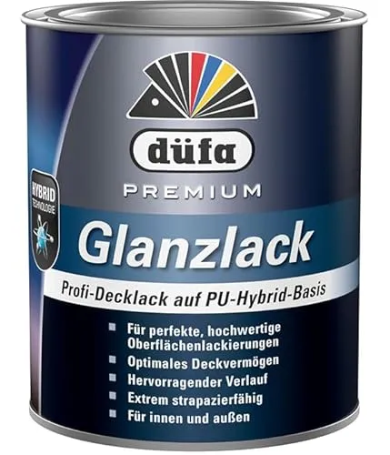 Düfa Premium Glanzlack BLACK 750 ml - Hochwertiger Buntlack in Schwarz - Lacke in glänzendem Schwarz für perfekte Oberflächen, ideal für Möbel und Wände, von Düfa für langlebige Ergebnisse.