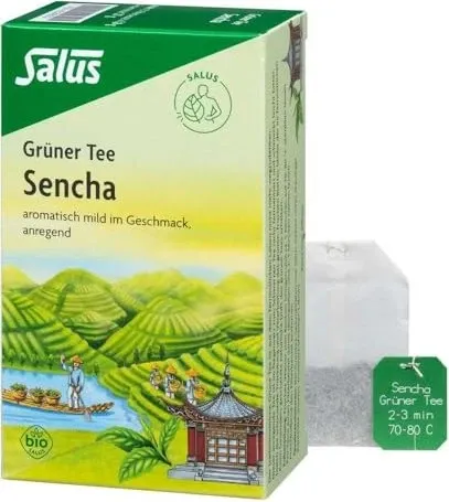 Grüner Tee bio Salus Filterbeutel - Bio-zertifizierter Grüner Tee in praktischen Filterbeuteln, ideal für einen erfrischenden Genuss und reich an Antioxidantien.