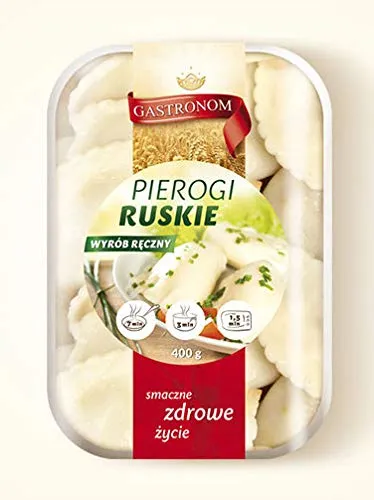 Packungen Handgemachte Polnische Maultaschen (Pieroggen) mit Schichtkäse und Kartoffeln Russische Art Pierogi Ruskie 3