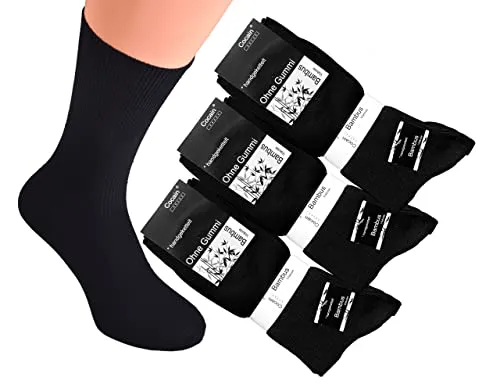 cocain 12 Paar schwarze Herren oder Damen Bambus-Socken - Hochwertige Herrensocken aus Bambusviskose, atmungsaktiv und schweißmindernd, ideal für hohen Tragekomfort ohne Gummi im Bund.