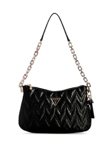 GUESS Adelard Schultertasche 27 cm - Elegante Handtasche mit gestepptem Design und abnehmbarem Anhänger, ideal für den Alltag. Robustes Polyurethan sorgt für Langlebigkeit und Stil.