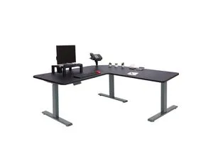Eck-Schreibtisch MCW-D40, elektrisch höhenverstellbar - Kinderschreibtische mit stufenloser Höhenverstellung für ergonomisches Arbeiten, MVG-zertifiziert und ideal für wachsende Kinderzimmer.