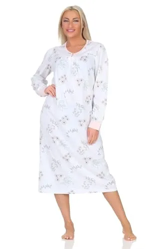 Normann Damen Langarm Nachthemd in Rosa, Größe 40-42 - Elegantes Langarm Nachthemd in klassischem Design mit Knopfleiste für optimalen Tragekomfort. Zeitloses florales Muster und bequeme Passform für entspannte Nächte. Hochwertige Markenqualität von Normann.