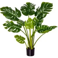 HOMCOM künstliche Monstera 110 cm - Elegante Kunstpflanze im Topf - Künstliche Pflanzen für drinnen und draußen, realistisch und pflegeleicht. Verleiht jedem Raum Eleganz und benötigt kein Gießen oder Düngen.