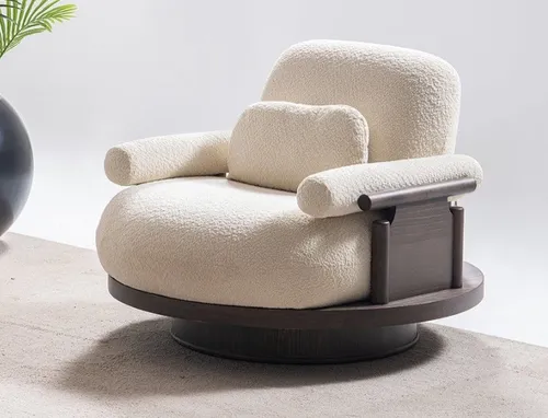 Beiger Luxus Sessel Wohnzimmer Polstersessel Designer Textilmöbel