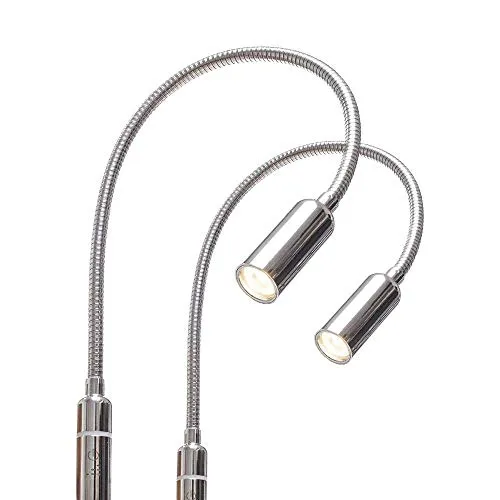 3W LED Bettleuchte dimmbar - 2er Set chrom - Tischlampen: Elegante und dimmbare Leseleuchte mit flexiblem Schwanenhals und warmweißem Licht für ein gemütliches Ambiente.