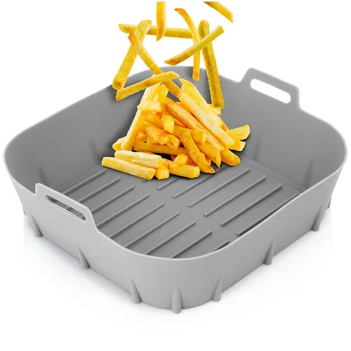 Fettfreier Silikoneinsatz für die Heißluftfritteuse, Grau, 22 cm