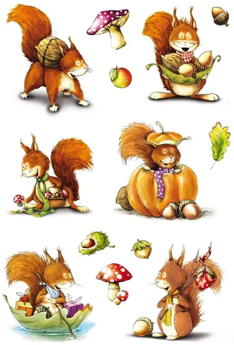 HERMA 3368 Aufkleber Eichhörnchen - 42 kreative Sticker mit Herbst Motiv, ideal für Fotoalben und Bastelprojekte