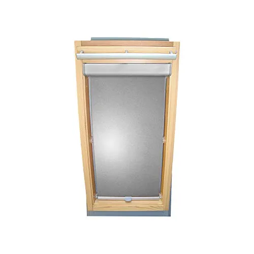 Rollo für VELUX Dachfenster THERMO Alu-Rückseite Abdunkelung Komfort Premium für TYP GGL/GPL/GHL - 204 - Farbe Silber-Grau - BLENDE + Haltekrallen - KLICK Montage