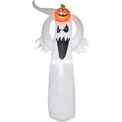 Halloween Aufblasbares Gespenst 1,8 M Dekoration Mit Leds Weiß + Orange Polyester 80 X 40 X 180 Cm - Homcom