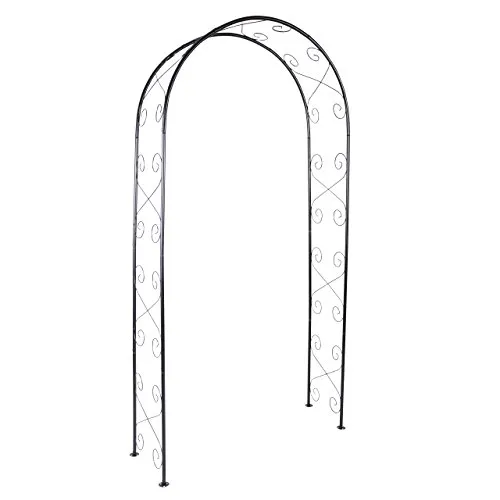 Nexos ZGE36116 Rosenbogen Torbogen Rankhilfe Pergola Spalier für Rosen Blumen im Garten Terrasse in schlichtem Design aus Metall 230 cm, schwarz