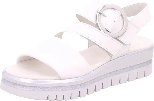 Gabor Leder-Keilsandaletten in Weiß, Größe 38 - Wanderschuhe für Damen, komfortable Leder-Keilsandaletten mit rutschhemmender Sohle, ideal für warme Tage und entspannte Ausflüge.