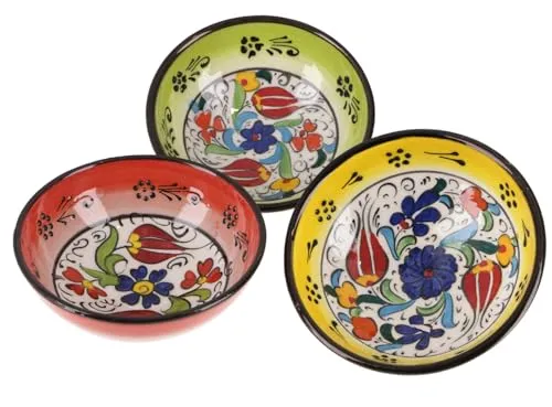 GURU SHOP 3`er Set Orientalische Schüsseln, Schale, Dekoschale Ø 13 cm, Handbemalt - Set 11