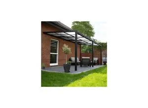 Terrassenüberdachung SOLIS DELUXE 290 x 295 x 233 / 272 cm - Außenanbau: Luxuriöse Terrassenüberdachung mit Schiebedach für optimalen Wetterschutz und stilvolles Design – perfekt für entspannte Stunden im Freien.