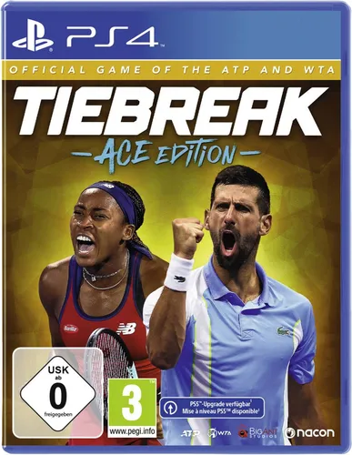 TIEBREAK Ace Edition - PS4 [EU Version] - PC- & Videospiele, erlebe die Intensität des Tennissports mit über 120 realistischen Spielern und einzigartigen Modi, inklusive der Djokovic Slam Challenge.