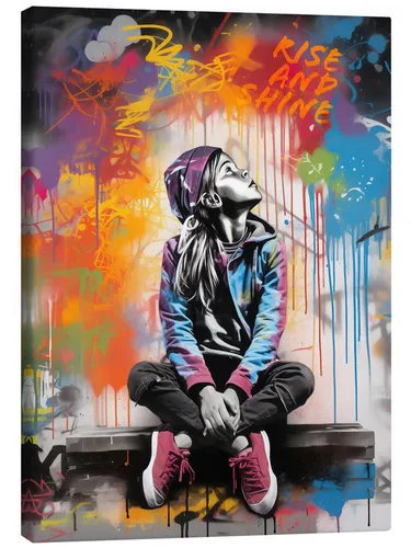 Posterlounge Wandbild Rise and Shine - Street Art im Banksy Stil, Frank Daske, erhältlich als Poster, Leinwandbild, Wandsticker oder Acrylglasbild