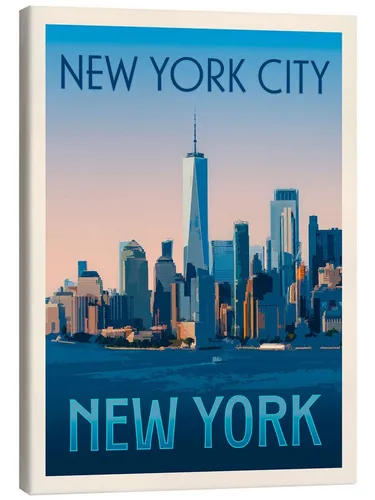 Posterlounge Wandbild New York City Retro Reisekunst, Victoria Barnes, erhältlich als Poster, Leinwandbild, Wandsticker oder Acrylglasbild