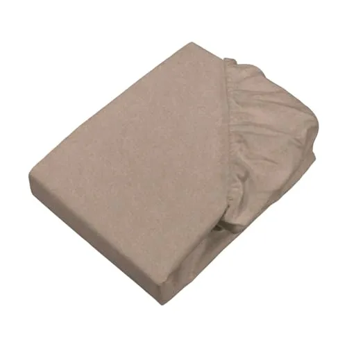 sleepling Biber Spannbetttuch Melange, Feinbiber Spannbettlaken, Made in Germany, Matratzen bis 23 cm Höhe, Rundum Gummizug, Ökotex, waschbar 60 Grad, 180 x 200, beige meliert