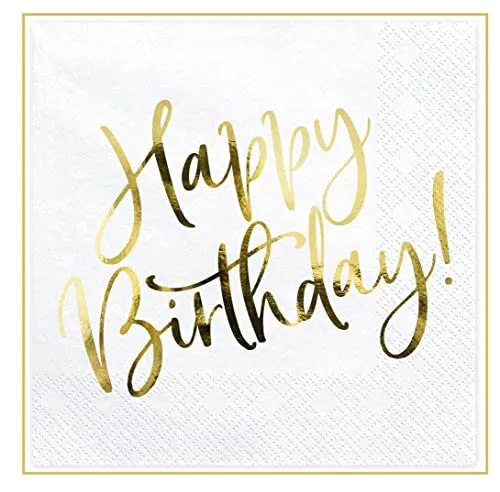 Pack 20 Servietten Happy Birthday Edel Gold Geburtstag Party Servietten Geburtstag Geburtstagsfeier Servietten Tischdeko Geburtstag