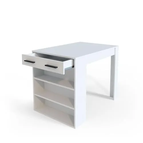 Vicco Bartisch Repose, Weiß, 67 x 100 cm - Moderner Bartisch mit Ablagefächer und kratzfester Oberfläche, ideal für gemütliche Essbereiche oder kleine Küchen.