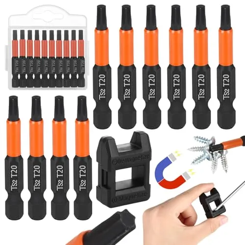 Stück T20 Bit Lang, 50mm Torx Bit T20 mit Magnetisierer und Box, 1/4