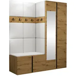 Mirjan24 Garderoben-Set Eiche Artisan Weiß, 158x186 cm