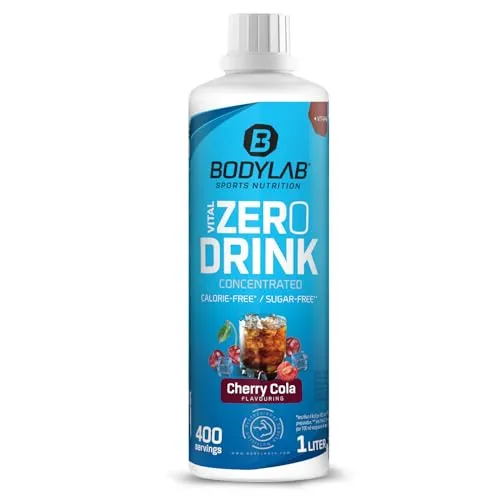 Bodylab24 Vital Zero Drink Concentrated Cola-Kirsche 1000ml, Getränkekonzentrat zuckerfrei, Zero Sirup, mit Vitaminen und L-Carnitin, Sportgetränk mit wenig Kalorien