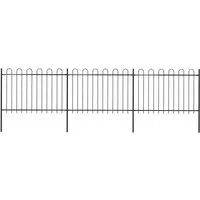 vidaXL Gartenzaun mit Bügel-Design 5,1 x 1,2 m Schwarz - Metallzaun aus robustem, pulverbeschichtetem Stahl mit Bügel-Design für hohe Stabilität und Sicherheit. Ideal für elegante Abgrenzungen im Garten oder am Eingang.