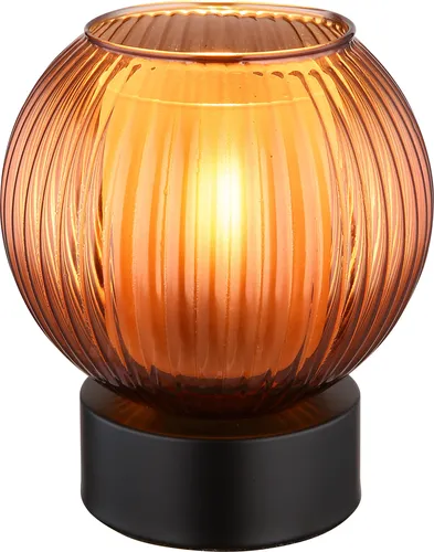 Elegante Tischlampe in Schwarz und Bronze - Tischleuchte aus schwarzem Metall mit bronzefarbener Glaskugel, ideal für Schlafzimmer. Mit Wippschalter und kompakter Größe (Ø 15cm, H 17cm) – bringt stilvolles Licht in Ihr Zuhause.