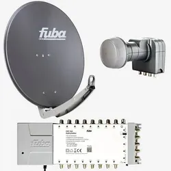 Fuba Sat Anlage 16 Teilnehmer | DAA 780 A Satellitenschüssel 80cm Alu anthrazit (Testergebnis: ausgezeichnet)* + Fuba Quattro LNB + Fuba Sat