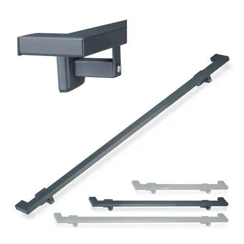 Relaxdays Handlauf eckig, matt, 150 cm - Handlauf für Treppen im Innenbereich, modern in Matt-Anthrazit, bietet festen Halt und sichere Unterstützung beim Treppensteigen. Komplett-Set inklusive Halterung für einfache Montage.