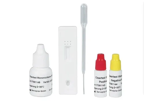 CLEARTEST Mononukleose-Schnelltest - 10-tlg. Set - Schnelltests für den Nachweis von Epstein-Barr-Virus, Diagnose in nur 5 Minuten mit genau interpretierbaren Farbstreifen und eingebauter Testkontrolle.