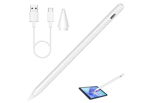 OKWISH Eingabestift Stift Stylus Pen Touchstift Touchscreen Pencil (Hochpräzise Handflächenerkennung 3 LED-Anzeige Neigungsempfindlich) Magnetisches Pen Kompatibel mit iPad iPad Pro iPad Mini iPad Air