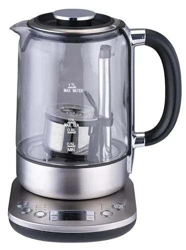 alpina Wasserkocher mit Teekorb – 1,7 l – 2200 W in schwarz von Alpina