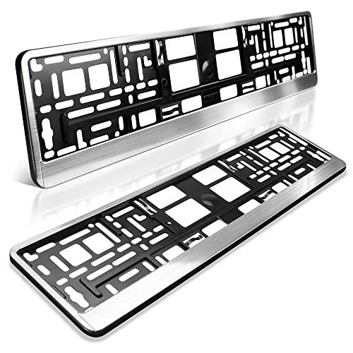 schildEVO 2 Kennzeichenhalter | Silber matt gebürstet | Metallic Chrom Look | Nummernschildhalter | Kennzeichen-Halterung | DHL-Versand