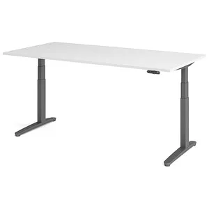 Hammerbacher Elektrischer Sitz-Steh-Schreibtisch 200x100cm - Kinderschreibtisch mit höhenverstellbarem Elektroantrieb, ideal für ergonomisches Arbeiten und individuelles Wachstum. Plattengröße 200x100 cm in Weiß und Graphit.