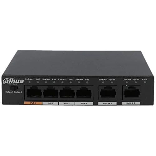 Switch|DAHUA|PFS3006-4ET-60|Type L2|6x10Base-T / 100Base-TX|PoE ports 4|60 Watts|DH-PFS3006-4ET-60