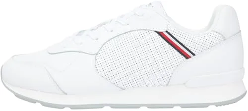 Tommy Hilfiger Runner Icon Herren Sneaker aus Leder, White, 45 EU - Stylischer Low-Top Sneaker für Herren aus hochwertigem Leder. Ideal für den Alltag und bietet ein zeitloses Design, das zu jedem Look passt.